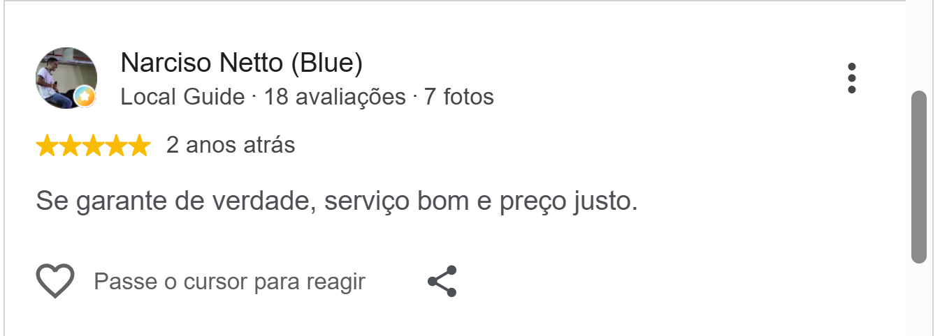 Depoimento — Avaliações do Google