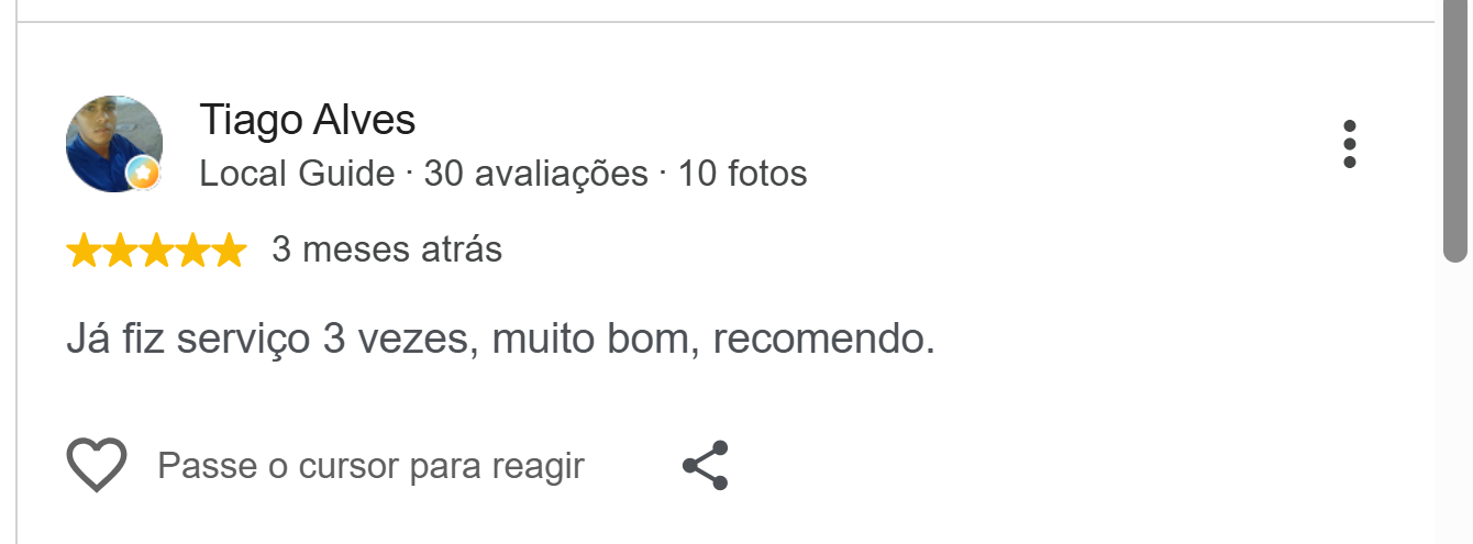 Depoimento — Avaliações do Google